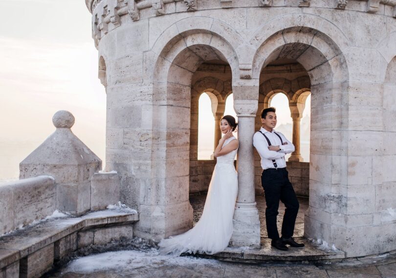 A bride and groom considering the top 5 benefits of a marquee wedding in 2027