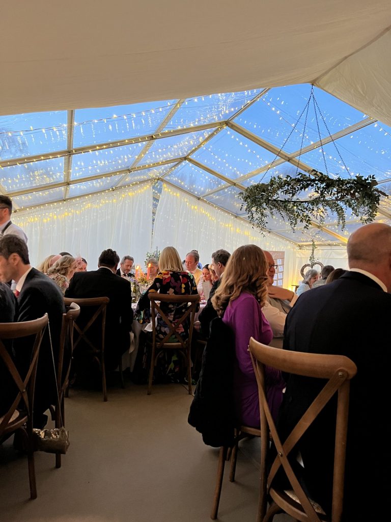 An event in a marquee, which was secured with sufficient marquee hire lead time